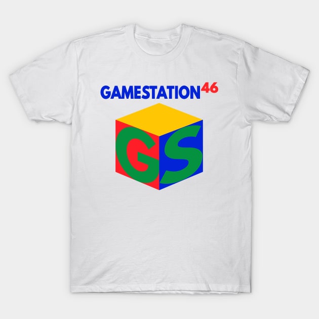 GameStation 46 Parody Video Game System 90's 2000's Knock Off Brand Logo Parody T-Shirt by blueversion